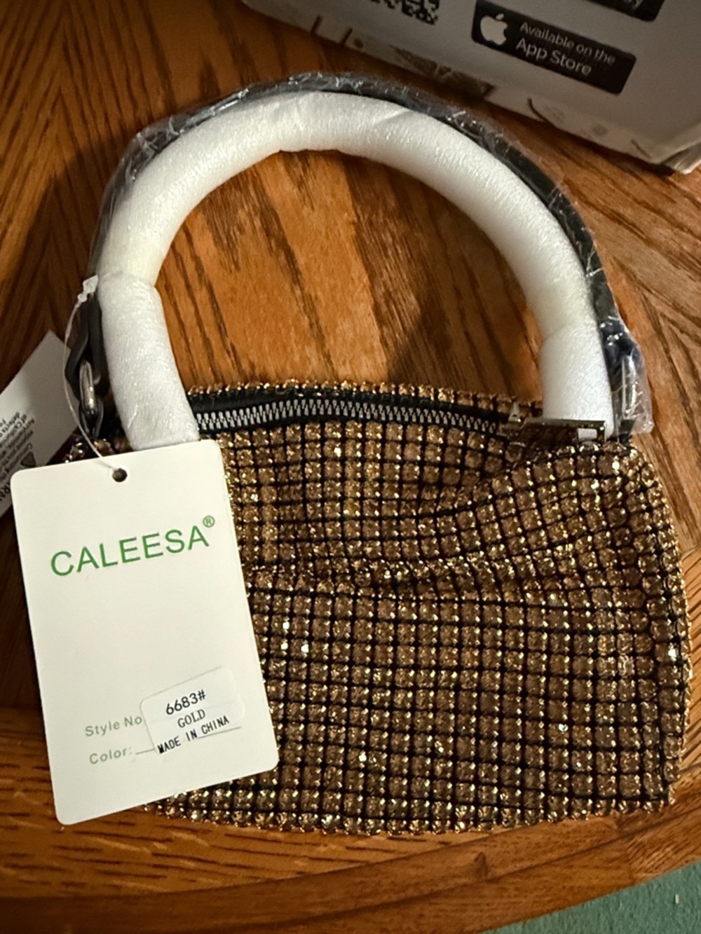 CALE Gold Crystal-Embellished Mini Top-Handle Bag - Picture 2 of 2